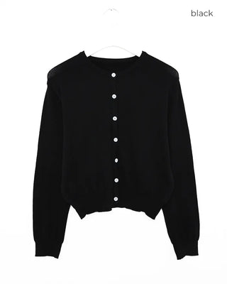 Ribbed Point Round Neck Cardigan