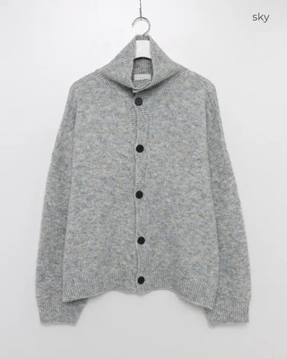 Polo collar multi-knit cardigan