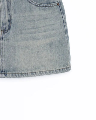 Washed denim mini skirt