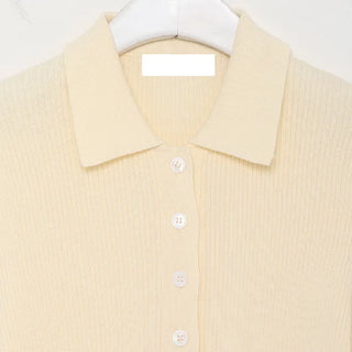 Short-sleeved colored ribbed knit