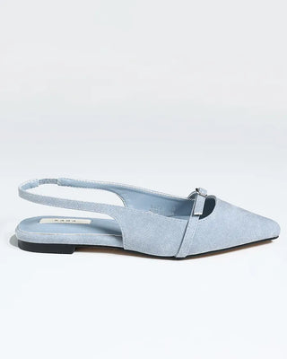 Belt-point slingback flat pumps