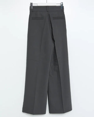 High-waisted, two-pleat, button-down wide-leg trousers