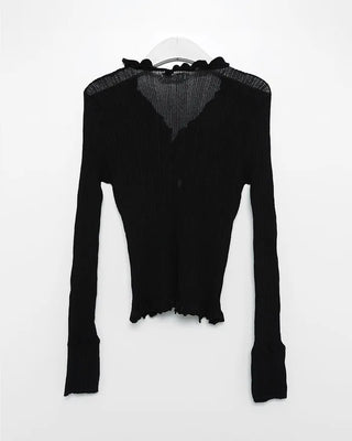 Frilled Crop Point Thermal Cardigan