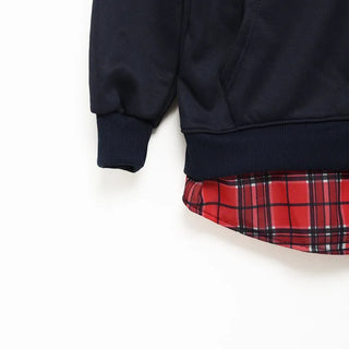 Checked layered hooded zip-up