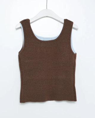 Two-tone layered sleeveless top