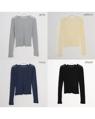 Round neck sheer long T-shirt