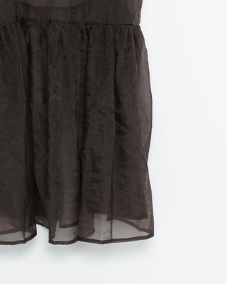 See-through gathered yoke camisole dress