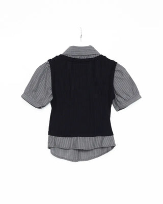 Knit bustier layered shirt