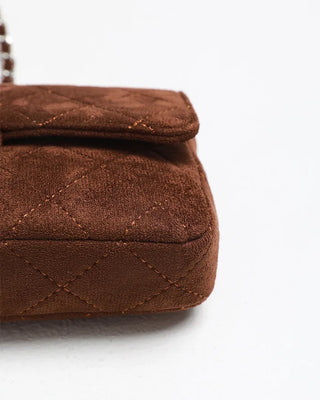 Square chain suede bag