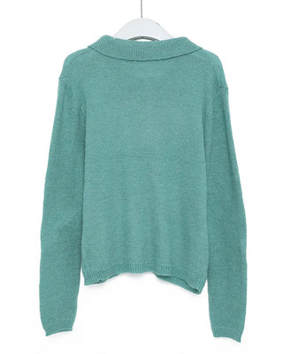 Shirt collar knit cardigan