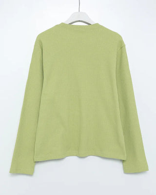 Round neck waffle long t-shirt
