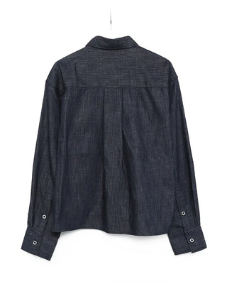 Cropped rivet denim long shirt