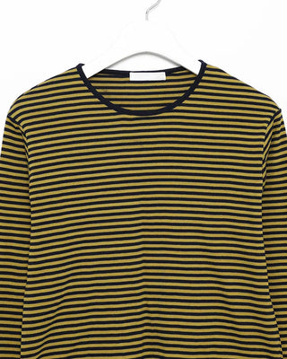 Round neck simple striped long T-shirt