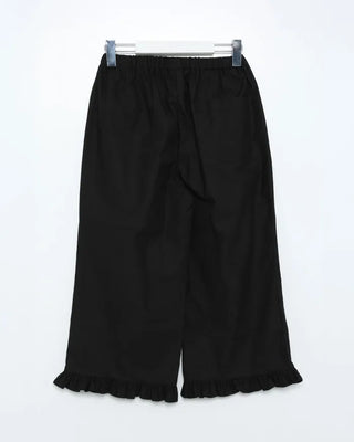 Frilled hem wide half pants