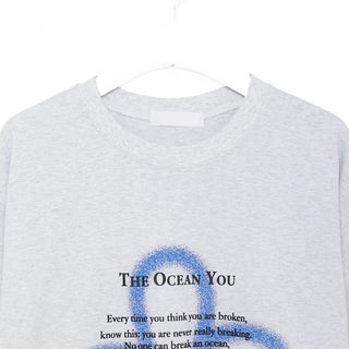 (Unisex) Spray Flower Lettering Long Half T-Shirt