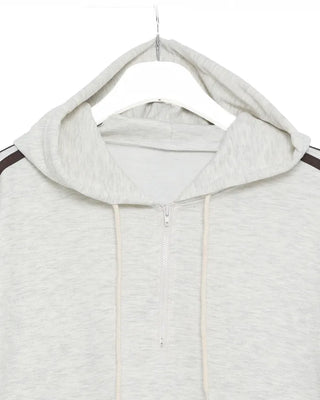 Half-zip line sleeve oversized hoodie