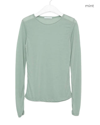 Round neck sheer long sleeve
