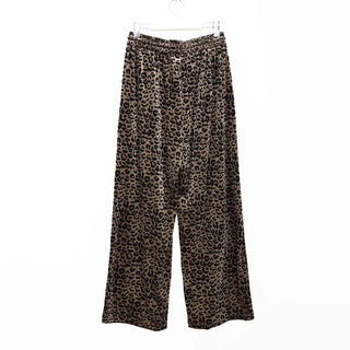 Leopard velvet elastic waist pants