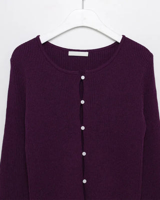 Ribbed Frill Slim Cardigan
