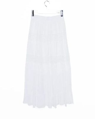Shirred tiered long skirt