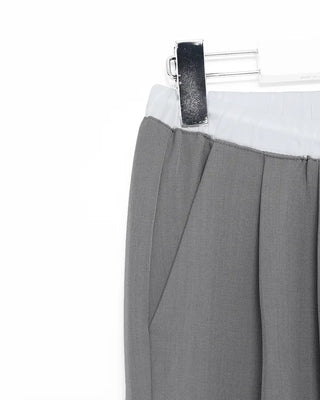 Two-tone elastic waist slacks