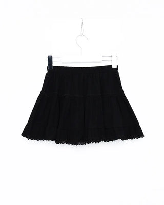 Tiered lace ruffle mini skirt