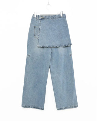 Washed wrap wide denim