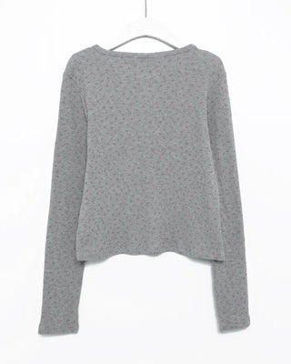 Flower Henley Neck Long T-Shirt