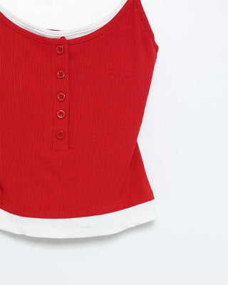 Layered two-tone sleeveless top
