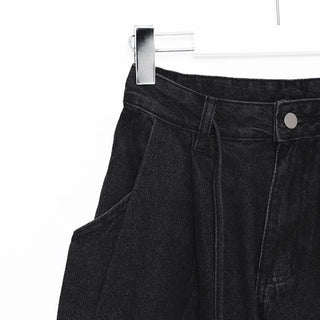 Waistband String Pintuck Denim Pants