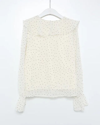 Big frill colored polka dot pattern blouse