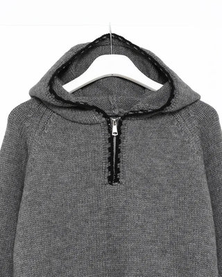 Two-tone knit half-zip hoodie