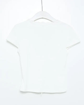 Lace V-neck strap gathered cap sleeve