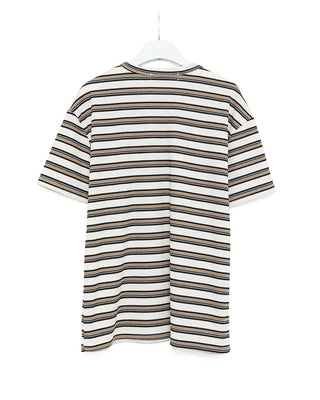 Multi-stripe Henley neck T-shirt