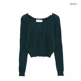 Round neck cable knit cardigan