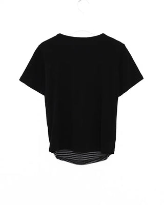 Striped layered short-sleeved cardigan