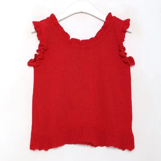 Frill Ribbon Sleeveless Knit