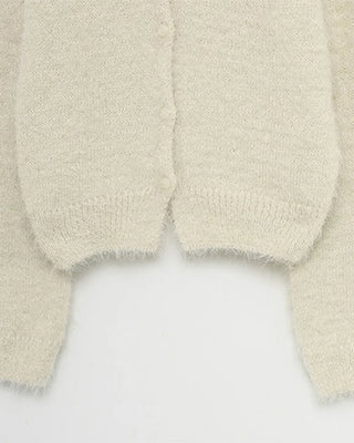 V-neck loose-fit shaggy knit