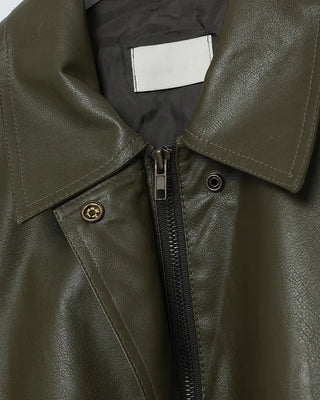 Zip-fly leather blouson jacket