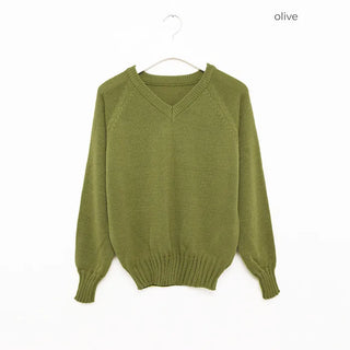 V-neck raglan sleeve knit