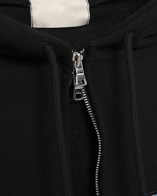 (Unisex) Tartan Check Patch Double Zip Hoodie
