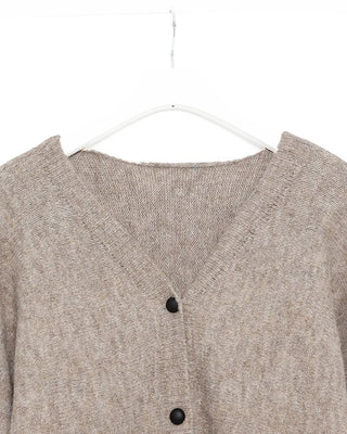 V-neck loose-fitting knit cardigan
