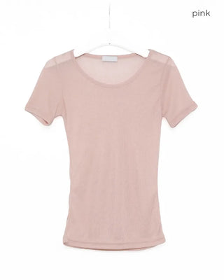 See-through slim half T-shirt