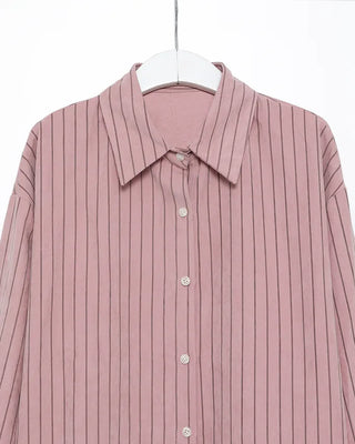 Drop-shoulder double pinstripe shirt