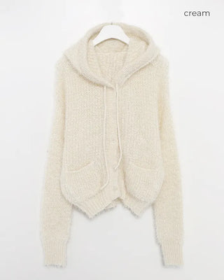 Hairy Knit Drop Shoulder Hoodie