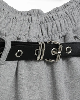 Belted wide sweat Bermuda shorts