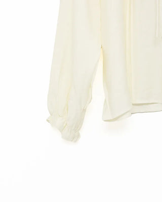 Frill neck ribbon strap blouse