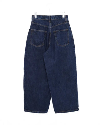 Wide-fit pintuck denim pants