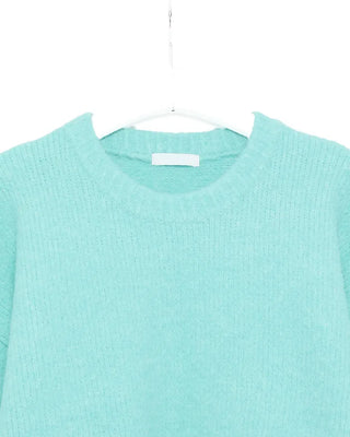 Drop-shoulder wool-blend knit sweater