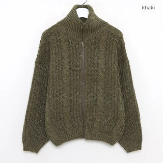 Cable Zipper Cardigan